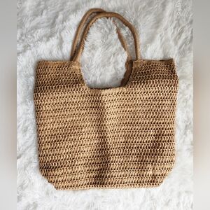 Elegant Tan Woven Tote Bag
